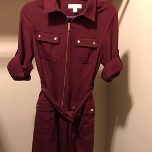 Michael Kors Burgundy Front Zip Dress
